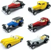 [Liberty Imports] Set of 6 Assorted Pullback Diecast Metal Antique Classic Model Cars (1:32 Scale)