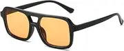 [BAWUYI] Retro Aviator Sunglasses Men Women Vintage 70s Square Glasses Double Bridge Trendy Rectangle Shades