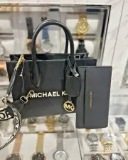 Michael Kors Mirella SM Shopper TZ Crossbody Leather Bag +Trifold ID Card Wallet