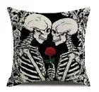 2 Pc Skeleton With Rose Luxury Soft Square cushion cover Cases 18"×18" Brand New