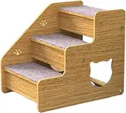 Portable Dog Steps, Small Dog Stairs, Carpeted Dog Stairs, 3 Steps Dog Steps For Medium, Small Dogs, Old Cats, Dog Cat Ladder, Wood, Non Slip For Beds And