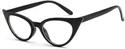 [TECH-LINE-DIRECT] 2022 Black Womens Hot Fashion Clear Lense Nerd Geek Glasses Retro Cat Eye Style VTG 50s/60s, Black, All Face Shape