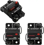 3 Piece 100 Amp Car Stereo Audio Circuit Breaker Fuses DC12-48V Manual Reset Push Button Switch Fuses