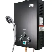 THERMOMATE Portable Gas Outdoor Camping Hot Water Heater System, with 12V Pump, Shower Head, Black