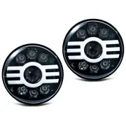 2pcs 7" Round white & amber Headlights HI/LO Beam Compatible for Jeep Wrangle...