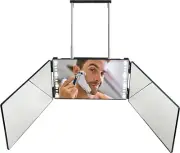 Rechargeable 3 Way Mirror for Hair Cutting, 360° Illuminated Trifold Makeup Mirr