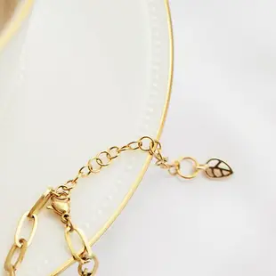 【CReAM】Vita金色美國鍍18K金色葉子個性鍊飾裸練鎖骨項鍊