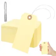 100Pcs Blank Tags with Wire 4 3/4 x 2 3/8 inches Manila Hang Tags with String