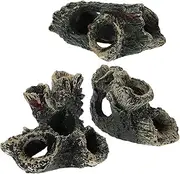 DINHEAROM 3pcs Aquarium Wood Decor Durable Driftwood Log Hideouts for Betta Fish Natural Landscape Enhancement Hiding Spots for Fish Comfortable Habitat for Amphibians Reptiles