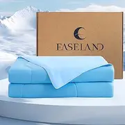 EASELAND Lyocell Cooling Comforter Queen Size, Cooling Blanket for Hot Sleepers, All-Season Double-Sided Quilt Stretch Fabric, Q-Max>0.45, Breath Ice Blanket, Soft Lightweight, Blue (90"×90")