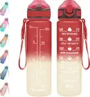 32 Oz Drinking Water Bottle with Times to Drink and Straw, Motivational with Car