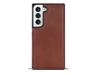 For Samsung Galaxy S21 FE Wallet Case with Strap - Brown