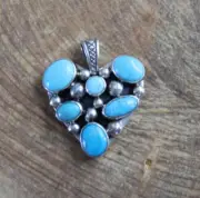 Turquoise & Sterling Silver HEART Pendant by Garrison Boyd & Nakai Navajo