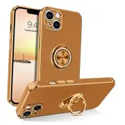 for iPhone 13 Case, Phone Case iPhone 13, Slim Fit 360° Ring Holder Brown