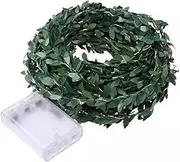 Christmas Garland with Lights 196.85 Inch Xmas Lighted Garland with 50 LED Artificial Green Leaf Vine with Fairy String Lights for Decor
