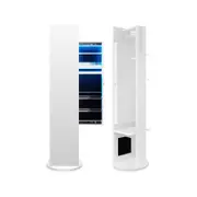 Costway Rotatable Mirror Jewellery Storage Cabinet w/LED & Coat Rack White
