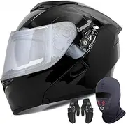 Modular Motorcycle Helmet for Adults Men and Women DOT/ECE Approved Full Face Flip Up Motorbike Helmet with Double Sun Visor