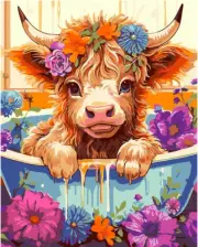 Paint by Number Adults. Bathing Cows Paint by Numbers Adults Beginner Drawing