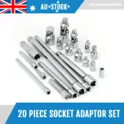 20 pcs Socket 1/4" 3/8" 1/2" Dr Adapter Extension Set Adaptor Converter Reducer
