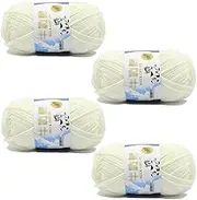 4 Rolls Cotton Blend Milk Yarn Fabric Wool Crochet Knitting Supplies Acrylic Crochet Yarn Soft Crochet Blend Milk Cotton Yarn Plain Knitting Wool for Crafts Pullover Blankets Weaving (White)