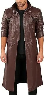 Mens DMC Dant-e Cosplay Costume Maroon Leather Coat Jacket