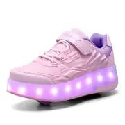 Strapsco Roller Skates Light up Shoes with Double Wheel - Q7 Pink
