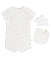[Bonpoint] Bonpoint Baby Cado cotton set of playsuit and bib M 12 white