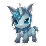Cute Blue Grey Unicorn Vinyl Decal Sticker - ebn11609