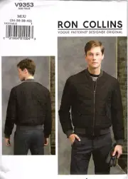 Vogue V9353 Ron Collins Mens Quilted Jacket Size 34 to 40 Uncut Sewing Pattern