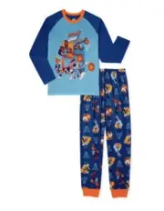 Boys Space Jam Pajama 2 piece sleep wear PJ set long sleeve top & pants Size 6-7