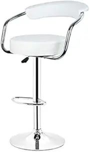 Dining Chair Leather Swivel Chair Height Adjustable Stainless Steel Bracket Bar Chair(White) Dining Chair (Color : White)
