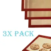 3 Full LARGE Silicone Baking Mat Non Stick Heat Resistant Liner Oven Sheet Mats