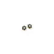 14k Yellow Gold u0026 Rhodium Sapphire u0026 Real Diamond Post Earrings