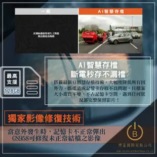 【DOD】GS958D PRO 前後雙錄GPS行車記錄器 觸控式 測速照相＋區間測速(停車監控功能 3年保固 贈128G)