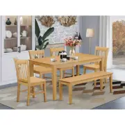 6-Pc Dining room set with bench- Dining Table and 4 Chairs and ...