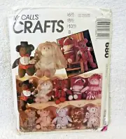 McCalls Crafts Pattern 5172 Stuffed Bears Learn to Sew - Santa, Bride - Uncut