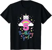 [X.Style] Kids 5th Birthday Girl Five Years Old Birthday Caticorn Rainbow ds718 Youth T-Shirt (S)