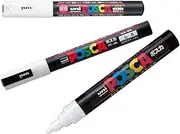 3 Kinds of Uni Posca 【White】 Paint Marker Pen Extra Fine 0.7mm/Fine Point 0.9-1.3mm/Medium Point 1.8-2.5mm & Our Shop Sticky Note/Value Set!!!