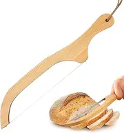 Bread Slicer, Manual Bread Slicer, Bread Bow Saw with Wooden Handle, Serrated Bread Cutter Saw Made of Stainless Steel for Cutting Bread