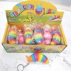12pc Wholesale Kids Fidget Slug Keyring Key Chain with Display Box