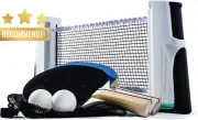 Portable Table Tennis Set with Net, 2 Paddles & Balls, Tabletop Ping Pong for 2