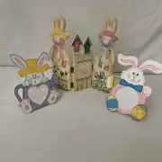 lot of 3 Mr Mrs Country Rabbit Spring Wooden Handpainted I Love Spring & picture