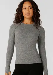 [Lorna Jane] Tempo Seamless Long Sleeve Top in Grey, Size - Medium M Charcoal Marl