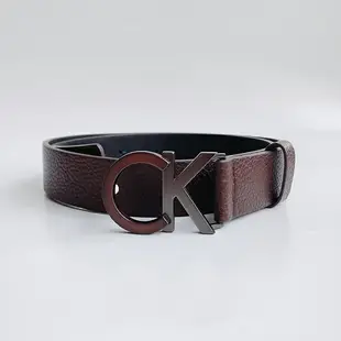 美國百分百【全新真品】Calvin Klein 皮革 皮帶 腰帶 配件 CK 荔枝皮 黑色 咖啡 36mm H393