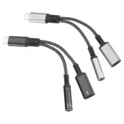 USB C to 3.5mm Headphone and Charger Adapter, 2 in 1 Type C Aux Black&Grey 130mm