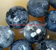 8mm Faceted Natural Black Labradorite Gemstone Round Beads 15"