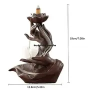 Buddha Lotus Backflow Incense Holder Burner Hand Purple Sand Creative Ornament