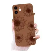 Floral Case for iPhone 12 Case, Cute Sunflower Floral For iPhone 12 Brown