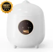 Mini Rice Cooker 1.2L Portable Non-Stick Cook & Keep Warm BPA-Free White