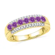 1/8CTW-Diamond 1/2CT-AM GEMSTONE LAB CREATED RING